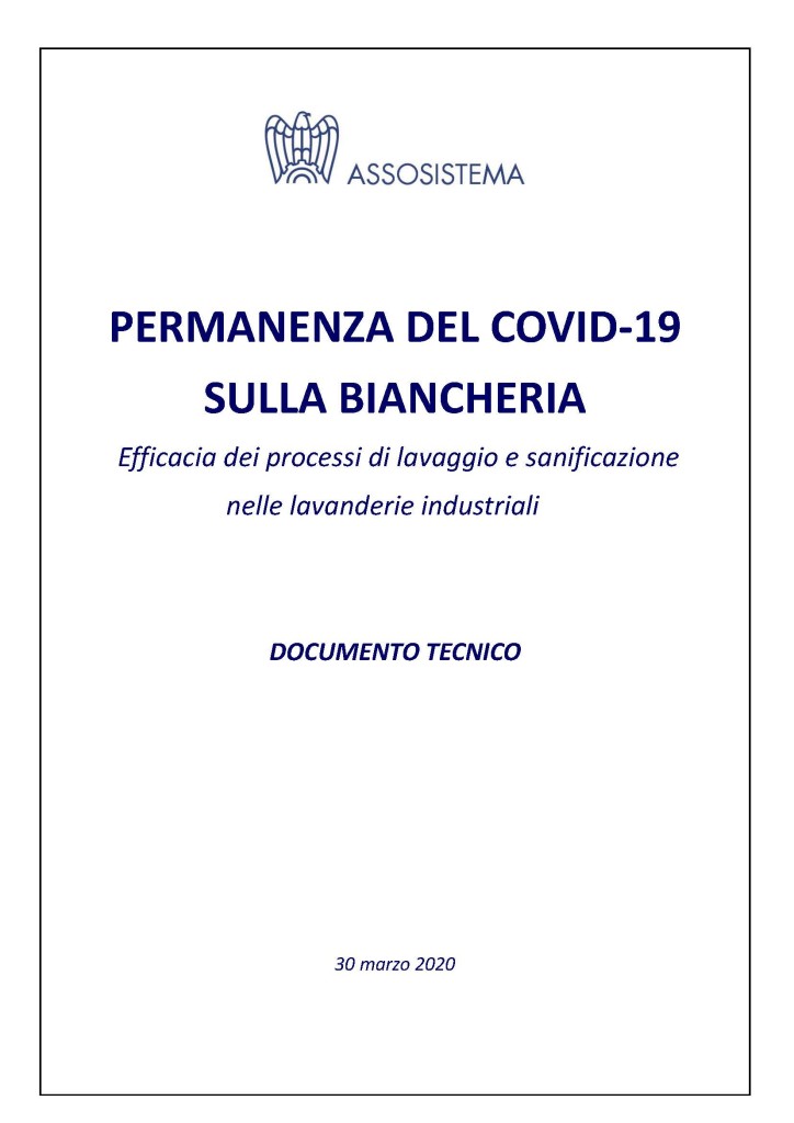 COPERTINA Documento tecnico COVID 19 Assosistema