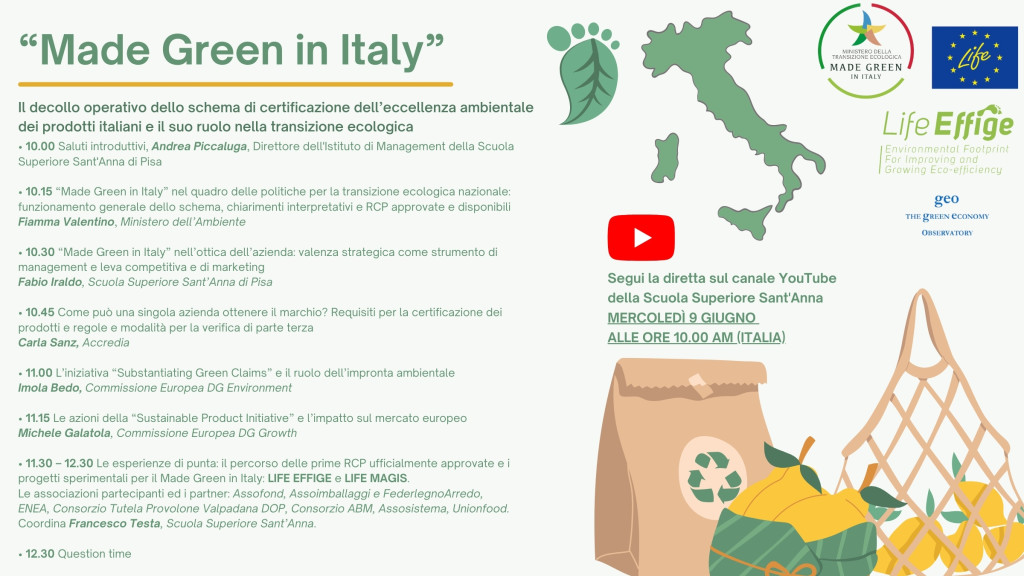 Evento Made Green in Italy-LIFE EFFIGE 9 giugno 2021